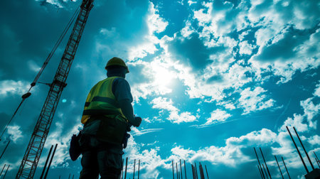 engineers working with a sky full of clouds generative aiの素材