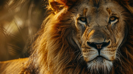 lion highlighting the mane and the texture of its fur. generative aiの素材