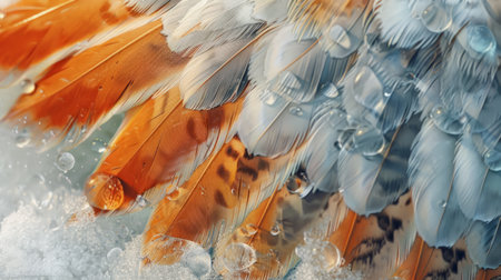 Detail feathers, paws and icy surroundings generative aiの素材