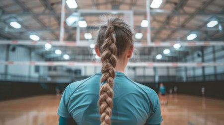 Volleyball player, background of a court generative aiの素材