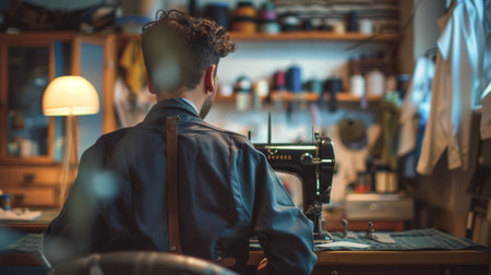 Tailor sewing room background generative aiの素材