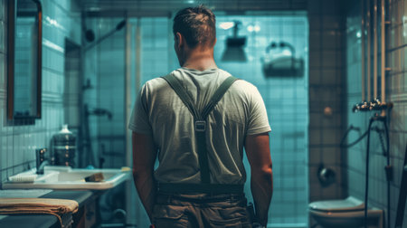 Plumber bottom of a bathroom generative aiの素材