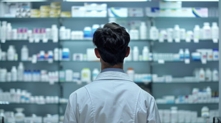 Pharmacist pharmacy background generative aiの素材