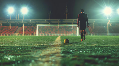 player walking towards the goal with the ball at his feet generative aiの素材
