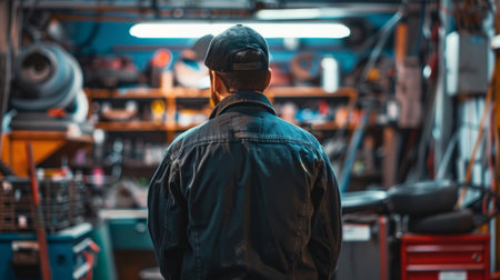 Mechanic garage background generative aiの素材