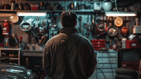Mechanic garage background generative aiの素材