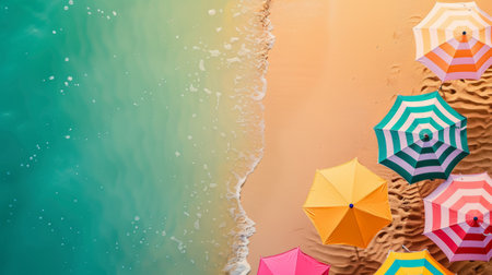 Background with Beach Umbrellas and Sand generative aiの素材