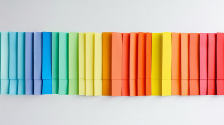 Row of colored paper for art and craft on a white background generative aiの素材