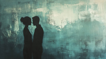 Couple standing close to each other but looking in opposite directions generative aiの素材