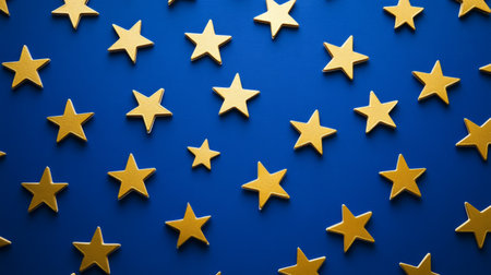 Gold stars scattered on a royal blue background, a festive and comfortable look generative aiの素材