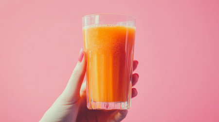 Glass of orange and carrot smoothie, vibrant orange tones, generative aiの素材