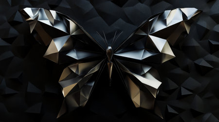 Abstract origami butterfly with metallic textures generative aiの素材