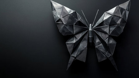 Abstract origami butterfly with metallic textures generative aiの素材
