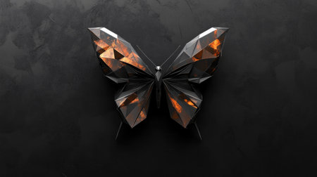 Abstract origami butterfly with metallic textures generative aiの素材