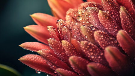 Close-up of a rare protea flower with intricate textures, water droplets enhancing its dramatic look generative aiの素材