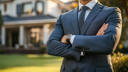Real estate agent in professional suit, medium shot generative aiの素材