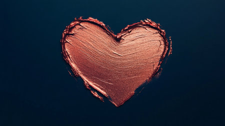 Heart Shaped Lipstick Stain, Rose Gold Color with Metallic Finish generative aiの素材