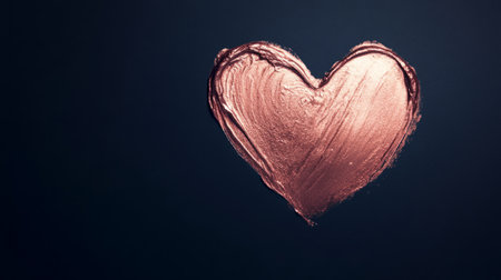 Heart Shaped Lipstick Stain, Rose Gold Color with Metallic Finish generative aiの素材