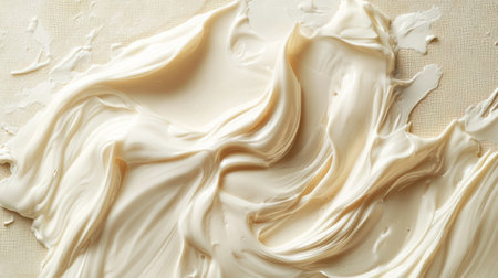 Soft cream texture forming waves on a transparent glass panel generative aiの素材