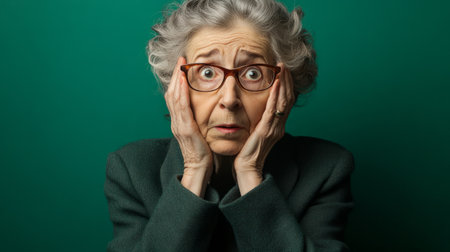 formally dressed elderly woman expressing concern generative aiの素材