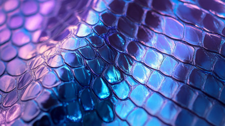 Vibrant blue and violet snakeskin texture with a shiny, reflective surface generative aiの素材