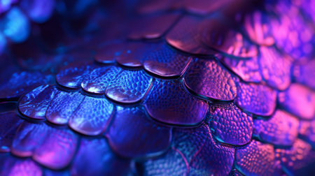 Vibrant blue and violet snakeskin texture with a shiny, reflective surface generative aiの素材