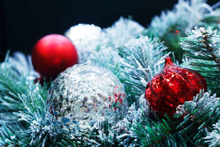 Christmas balls with tree decoration, Selective focust.の写真素材
