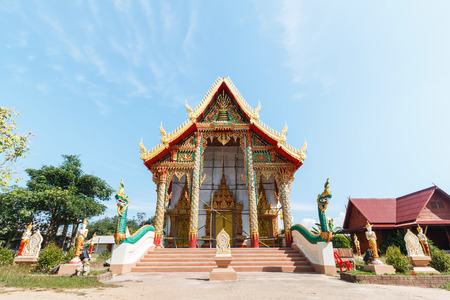 The front of Buddhist temple in Thailand, Wide view style.の写真素材