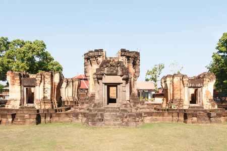 Historical park at Prasat Wat Sa Kamphaeng Yai, Sisaket, Thailand.の写真素材