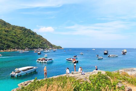 Phuket, Thailand - February 25, 2017: Group of tourism travel to Racha or Raya island.のeditorial素材