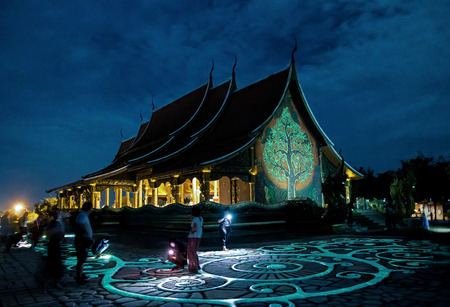 Wat Phu Prao, Sirindhorn Wararam Temple in Ubon Ratchathani, Thailand has visitors to travel.のeditorial素材