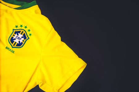 Sao Paulo / Sao Paulo / Brazil - 06/16/2018 15:03:17 +0000 - This picture is made by the brazilian soccer shirt and the brazilian flag. Also, represent one of the strongest thing that Brazil has, soccer.のeditorial素材