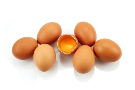 eggs isolated on white backgroundの写真素材
