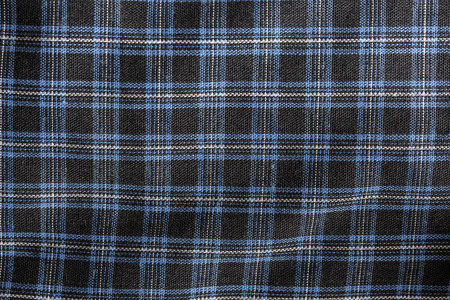 close up of black-gray-blue checked fabricの写真素材