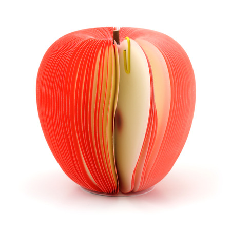 paper notes apple isolated on whiteの写真素材