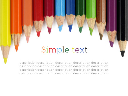 close up of Color pencils isolated on white backgroundの写真素材