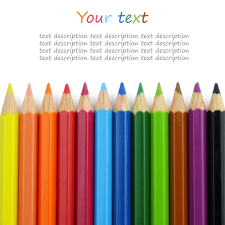 close up of Colour pencils isolated on white backgroundの写真素材