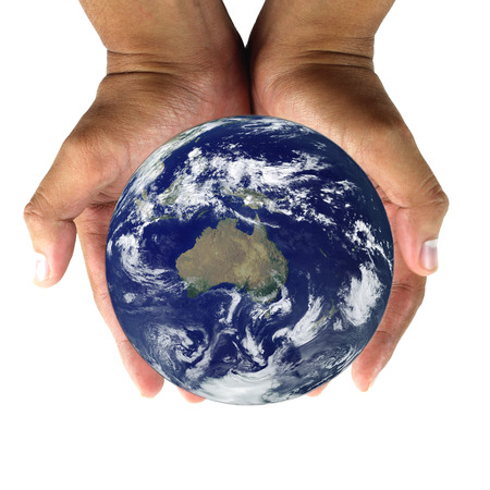 Earth in hands. の写真素材