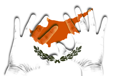 hands on cyprus flag backgroundの写真素材