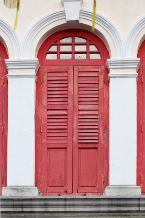 red china window at china town, vintageの写真素材