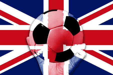 Handle Ball on the United Kingdom flag backgroundの写真素材