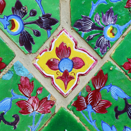 Art of tile is beautiful in Thai templeの写真素材
