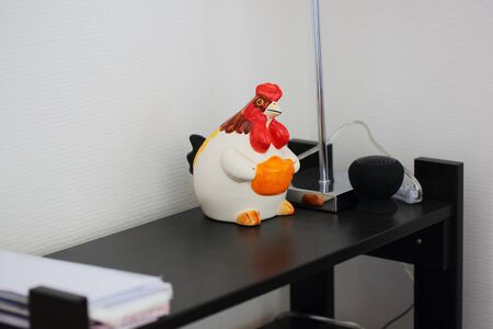colorful of Chicken piggy bank on the Showcaseの写真素材