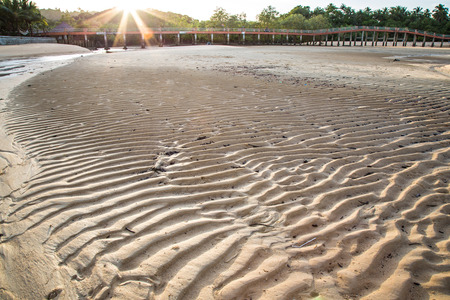 sand on the beach with sunsetの写真素材