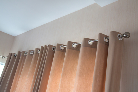 Cream colored curtains is Modern design.の写真素材