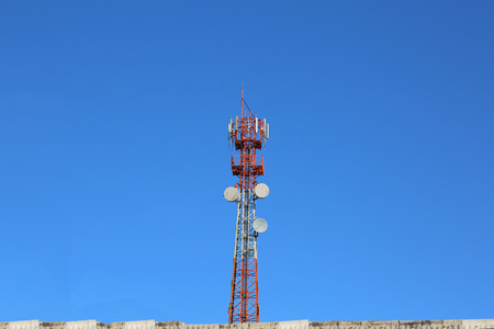 Antenna communication under blue sky.の写真素材
