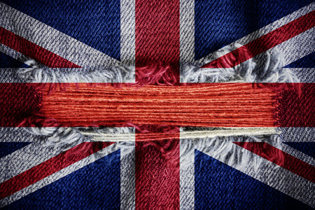 flag of the United Kingdom paint on denim backgroundの写真素材