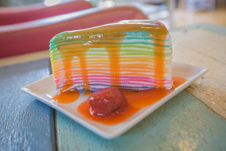 rainbow cream cake, dessert backgroundの写真素材
