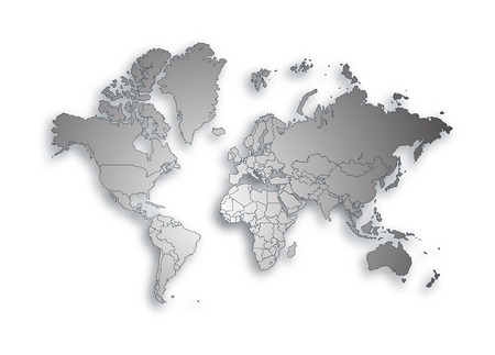 Gray world map and shadow background, vector illustrationのイラスト素材