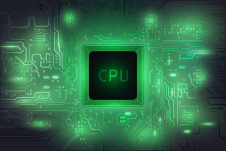 Central Processing Unit (CPU) digital tech mainboard circuit green background, vector illustration EPS 10のイラスト素材